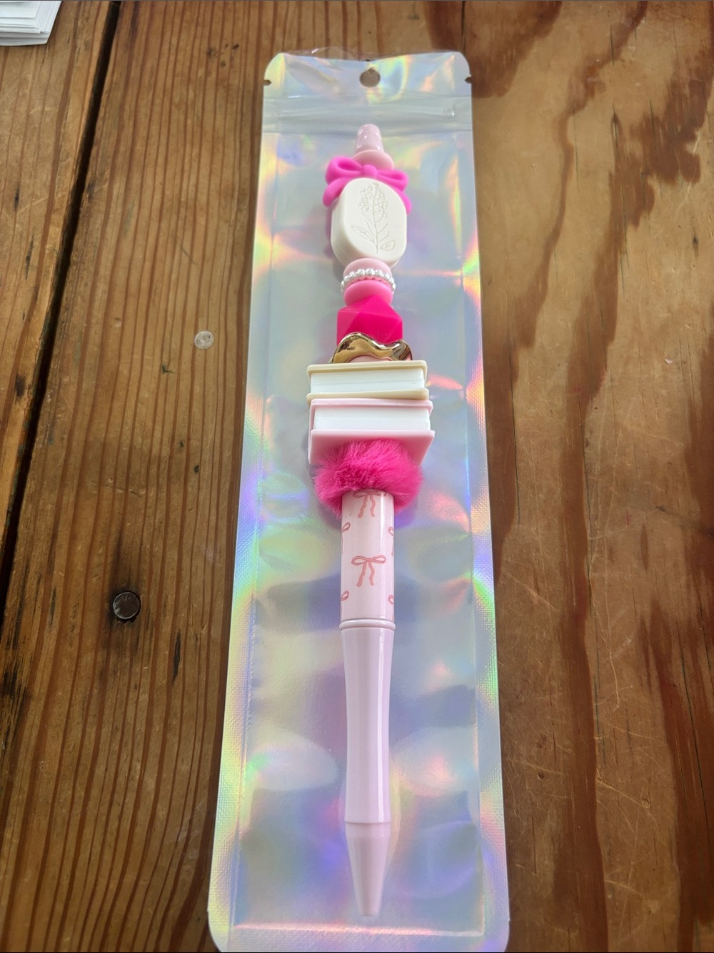 Pink Decorative Ballpoint Pen with Charm Accents